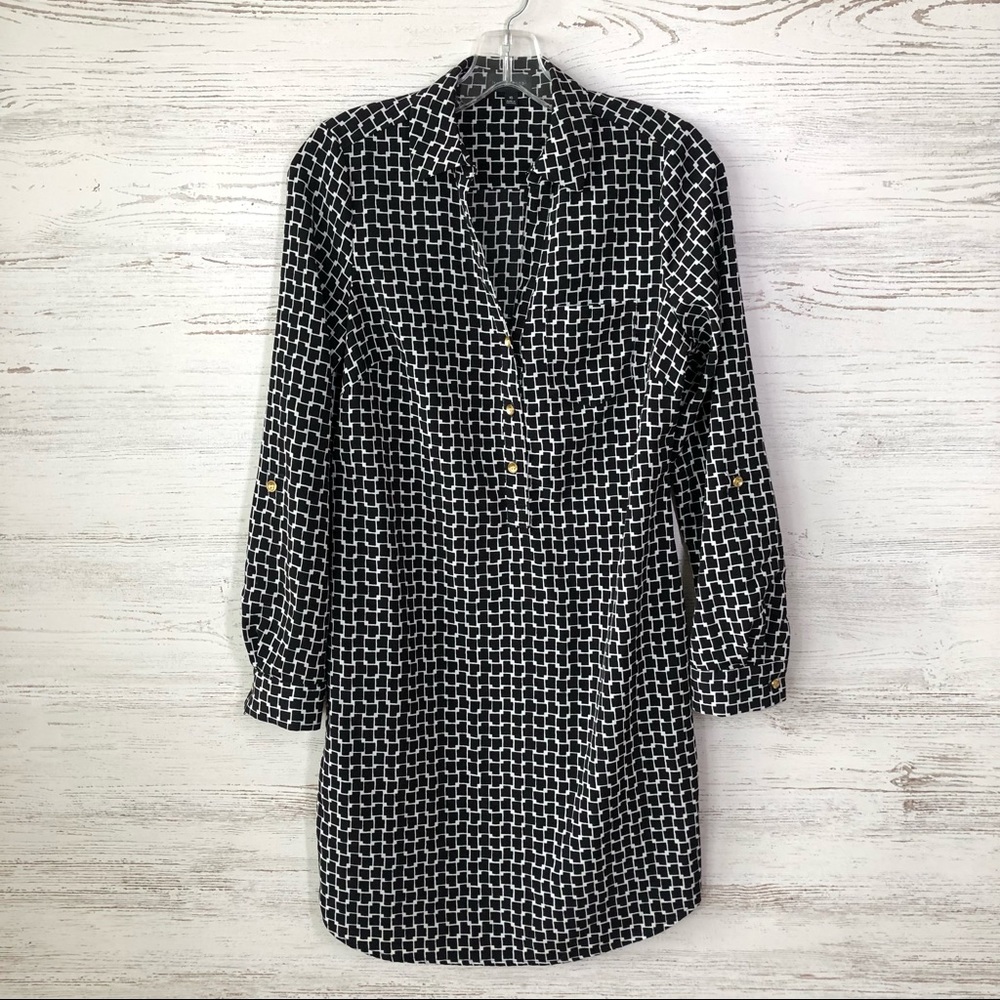 *3/$20* THE LIMITED Geometric Collared Fitted Shirt Dress XS